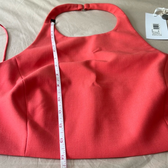 NWT Elizabeth & James Stretch Halter Crop Top Open Back Coral Shirt Top Womens L - Picture 12 of 14